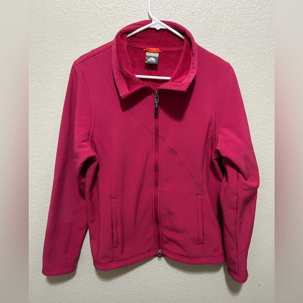 Nike ACG Magenta Soft Shell Jacket Large | Fleece Lined Zip Up Outdoor Gorpcore